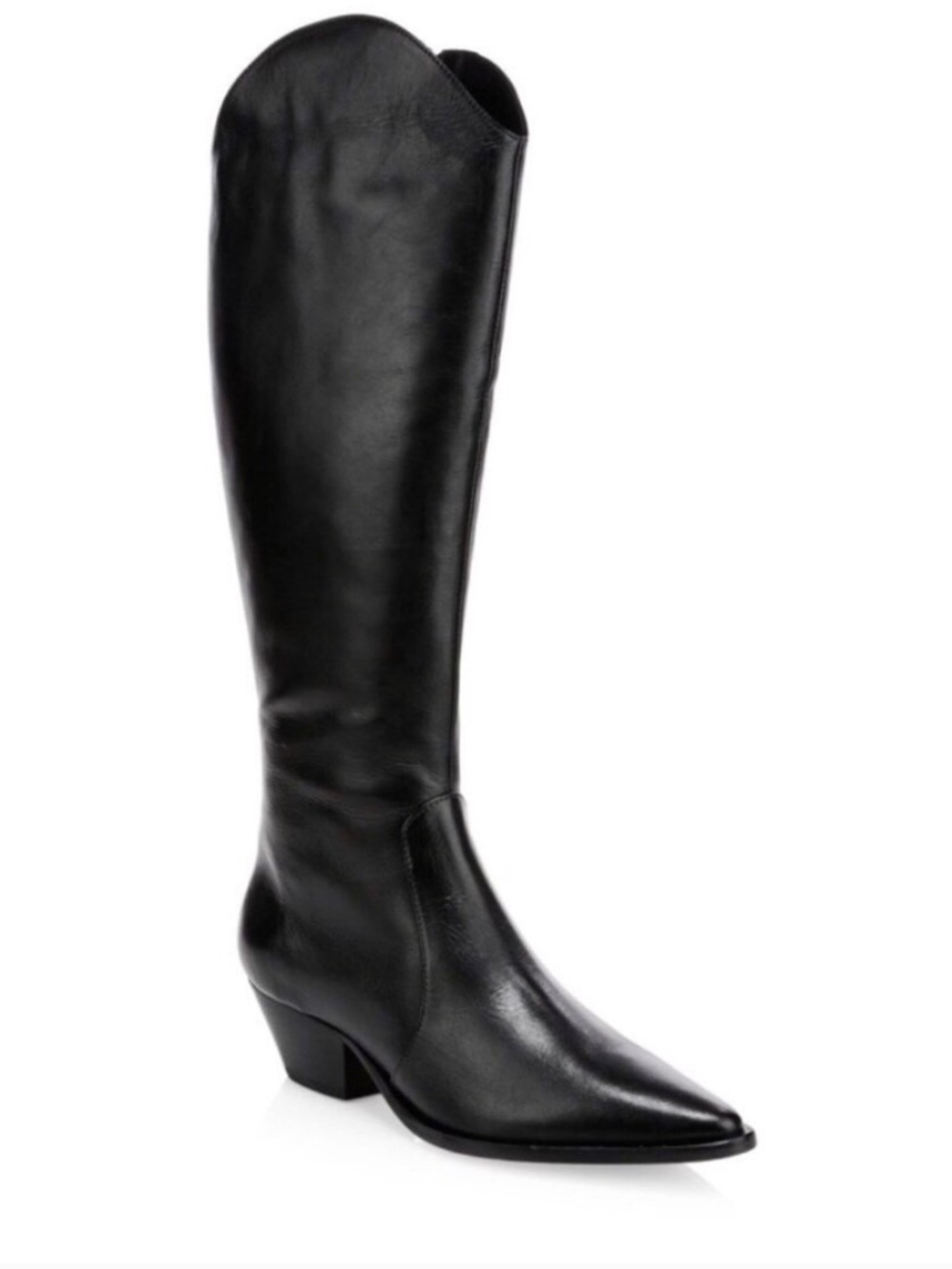 Schutz Classic Black Knee-High Leather Boots - Women's
